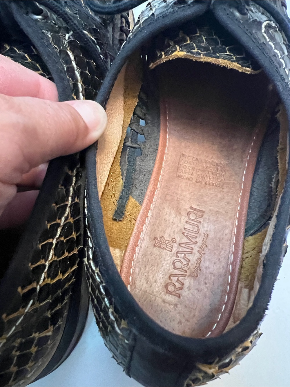 RARMURI HUARACHES PLATFORM OXFORD SHOES SNAKE EMBOSSED LEATHER MEXICO SIZE 8 - Picture 7 of 14